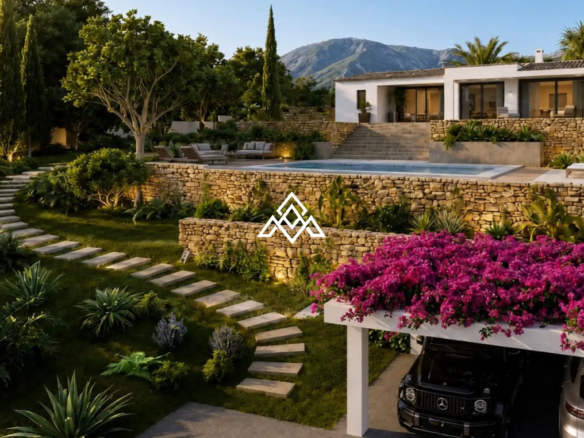 Elviria villa with guest apartments and sea views in Marbella