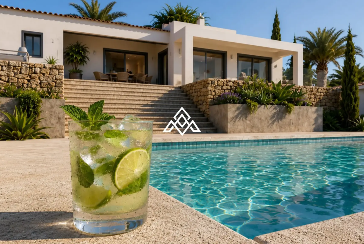 Elviria villa with guest apartments and sea views in Marbella