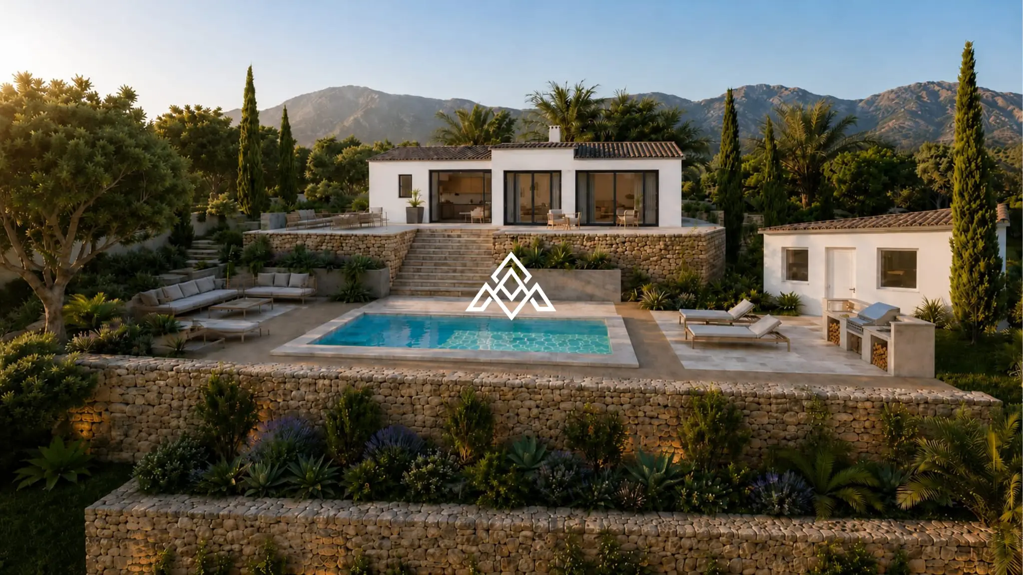 Elviria villa with guest apartments and sea views in Marbella
