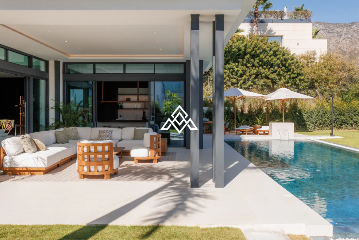 Exclusive Golden Mile Villa with private pool, designer finishes and premium amenities. Luxury Spain villa for sale in Marbella.