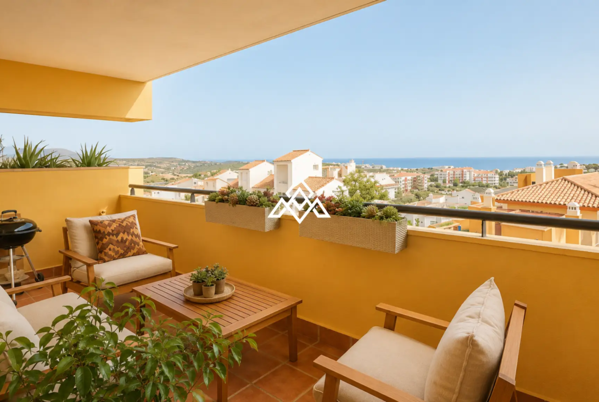 Stylish Riviera del Sol Apartment with panoramic sea views, 2 bedrooms, garage and storage. Prime Spain real estate opportunity.