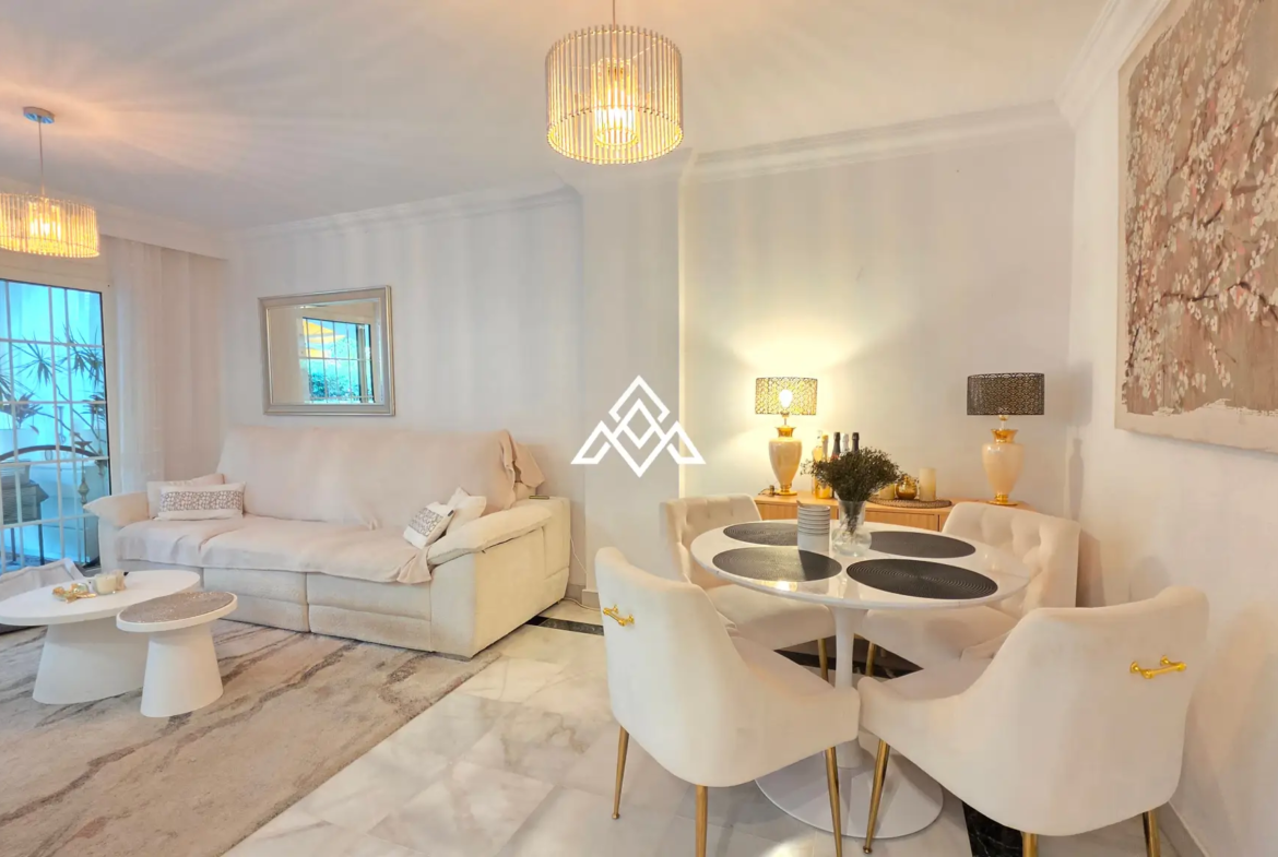 Exclusive Golden Mile Garden Apartment with private garden, terrace and 24h security. Prime Spain real estate in Marbella near the beach.