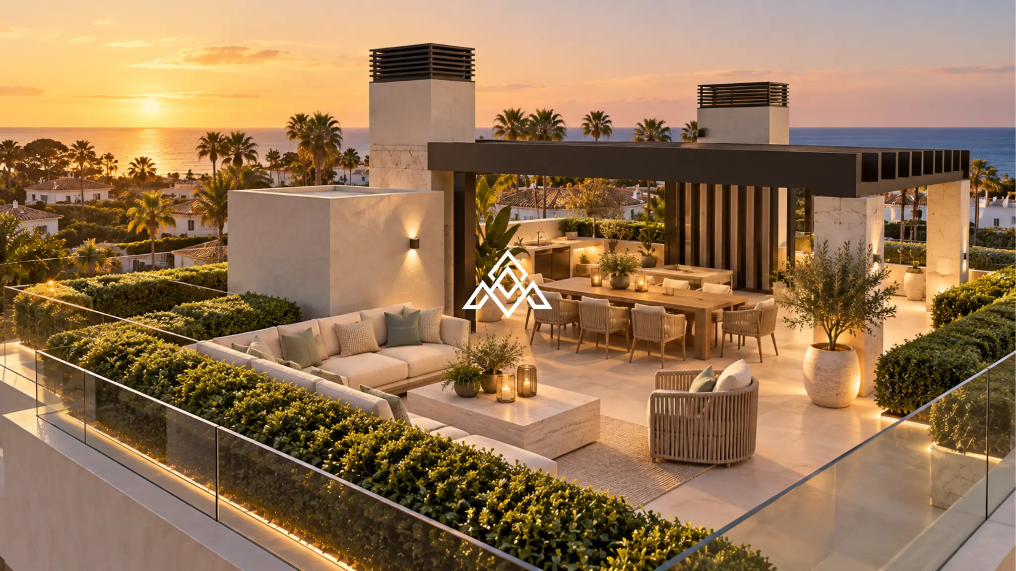 Luxury Los Monteros villa for sale with panoramic sea views, infinity pool and rooftop jacuzzi in Marbella.