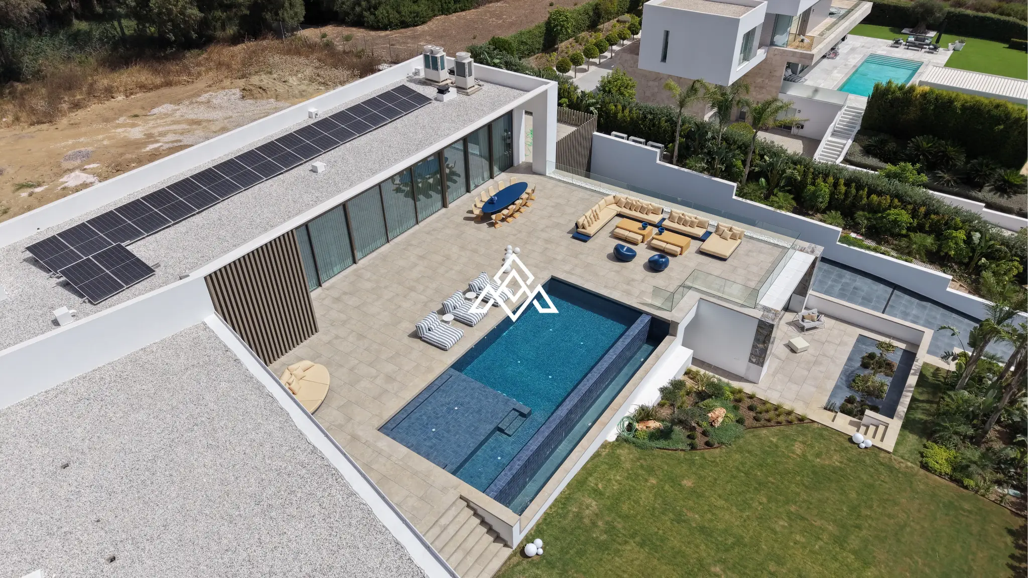 Luxury La Reserva villa for sale in Sotogrande with panoramic sea views and indoor swimming pool.