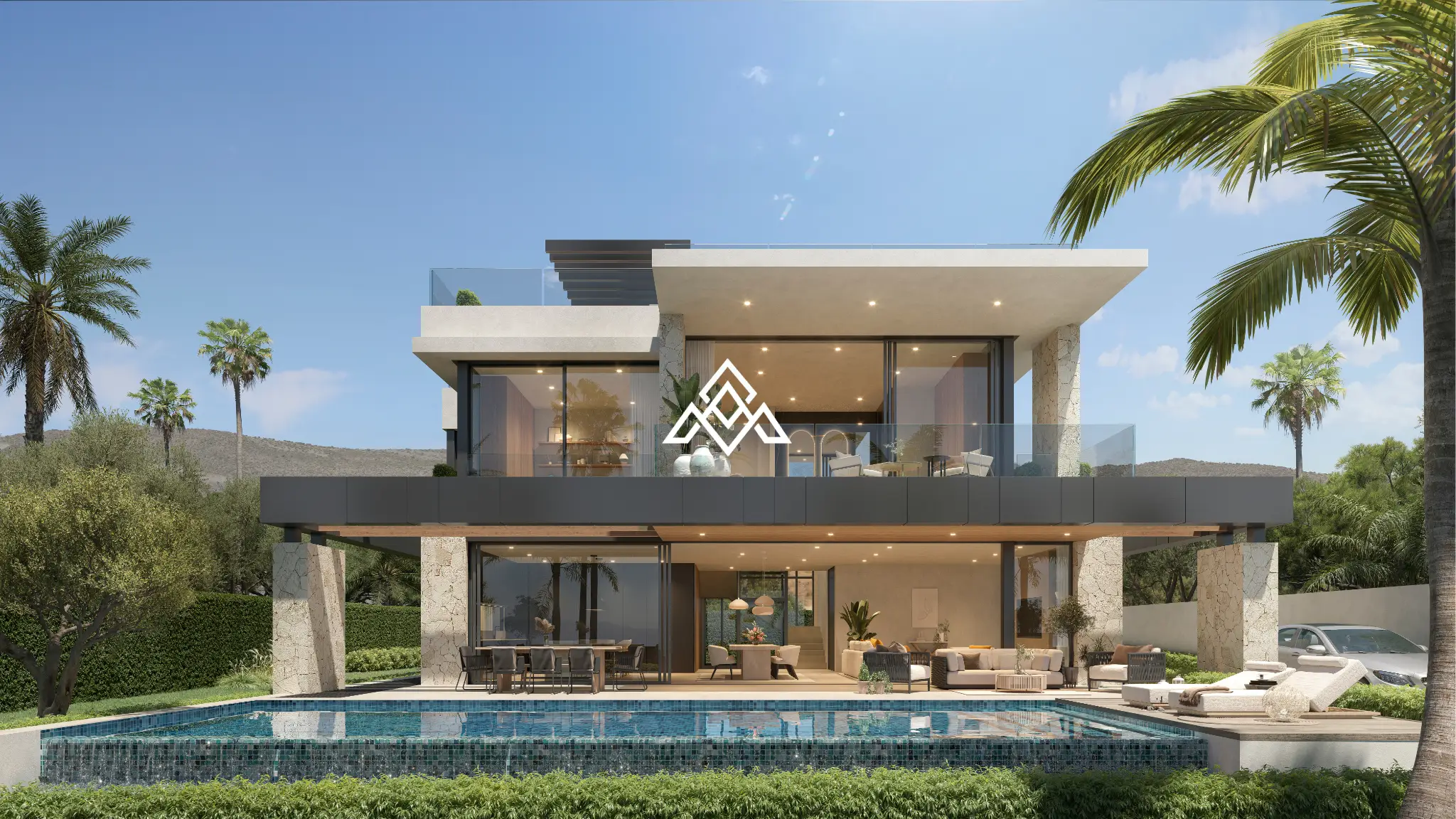 Luxury Los Monteros villa for sale with panoramic sea views, infinity pool and rooftop jacuzzi in Marbella.
