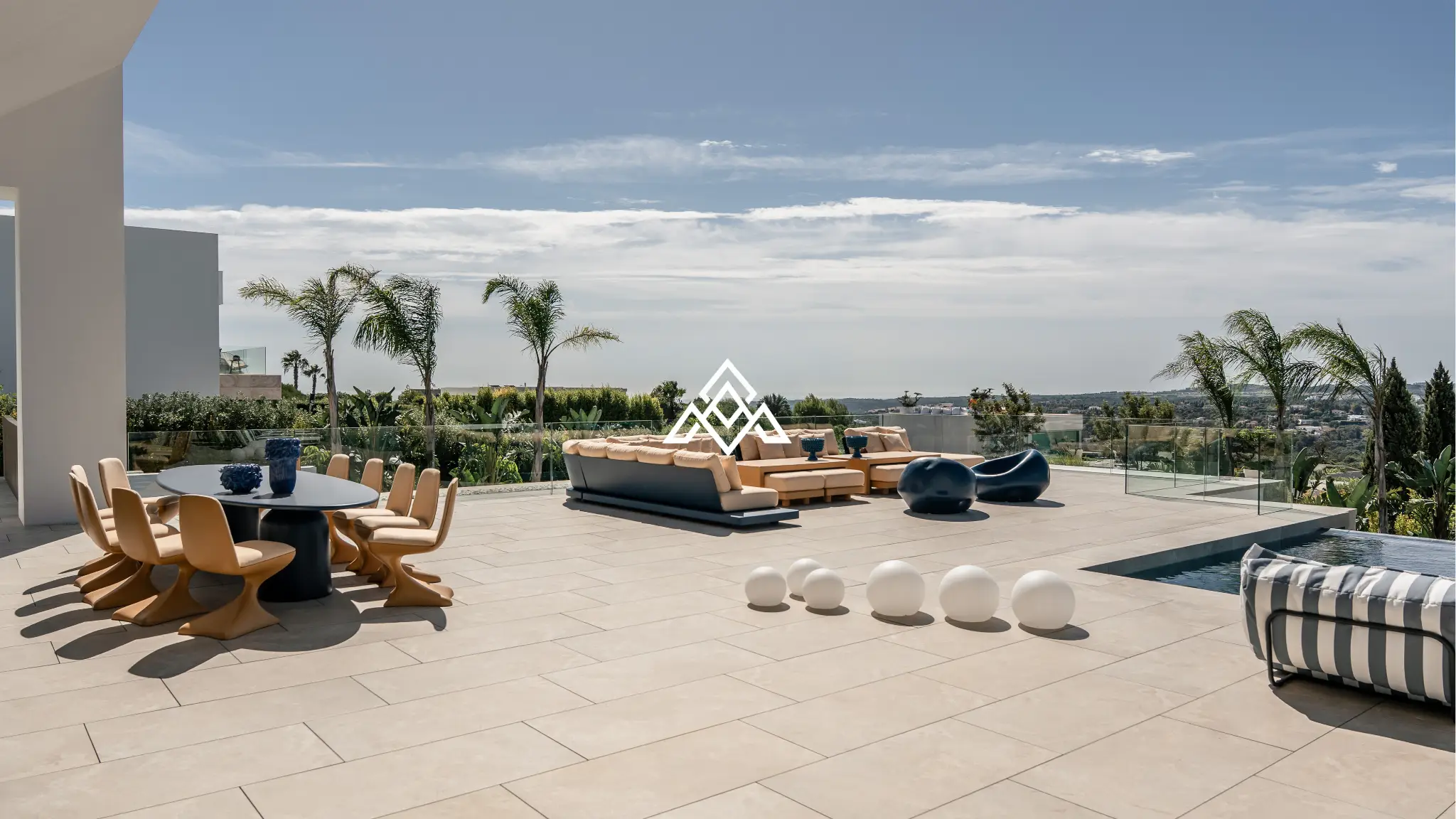 Luxury La Reserva villa for sale in Sotogrande with panoramic sea views and indoor swimming pool.