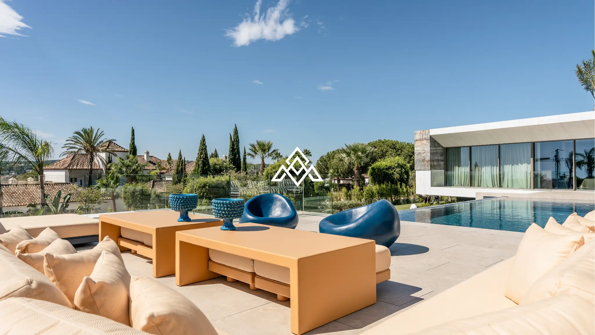Luxury La Reserva villa for sale in Sotogrande with panoramic sea views and indoor swimming pool.