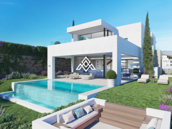Costa del Sol Villas with contemporary architecture and panoramic sea, golf and Sierra Bermeja mountain views