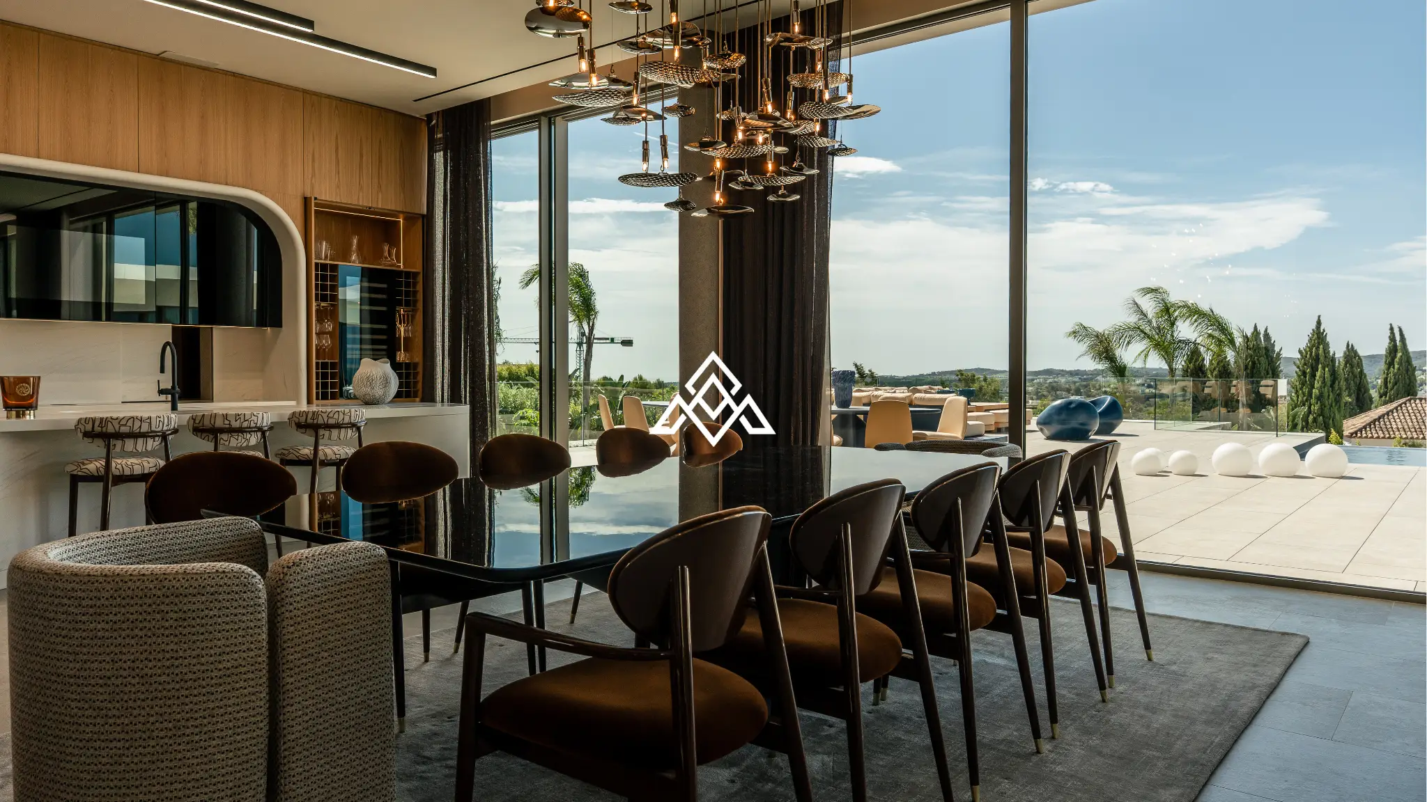 Luxury La Reserva villa for sale in Sotogrande with panoramic sea views and indoor swimming pool.