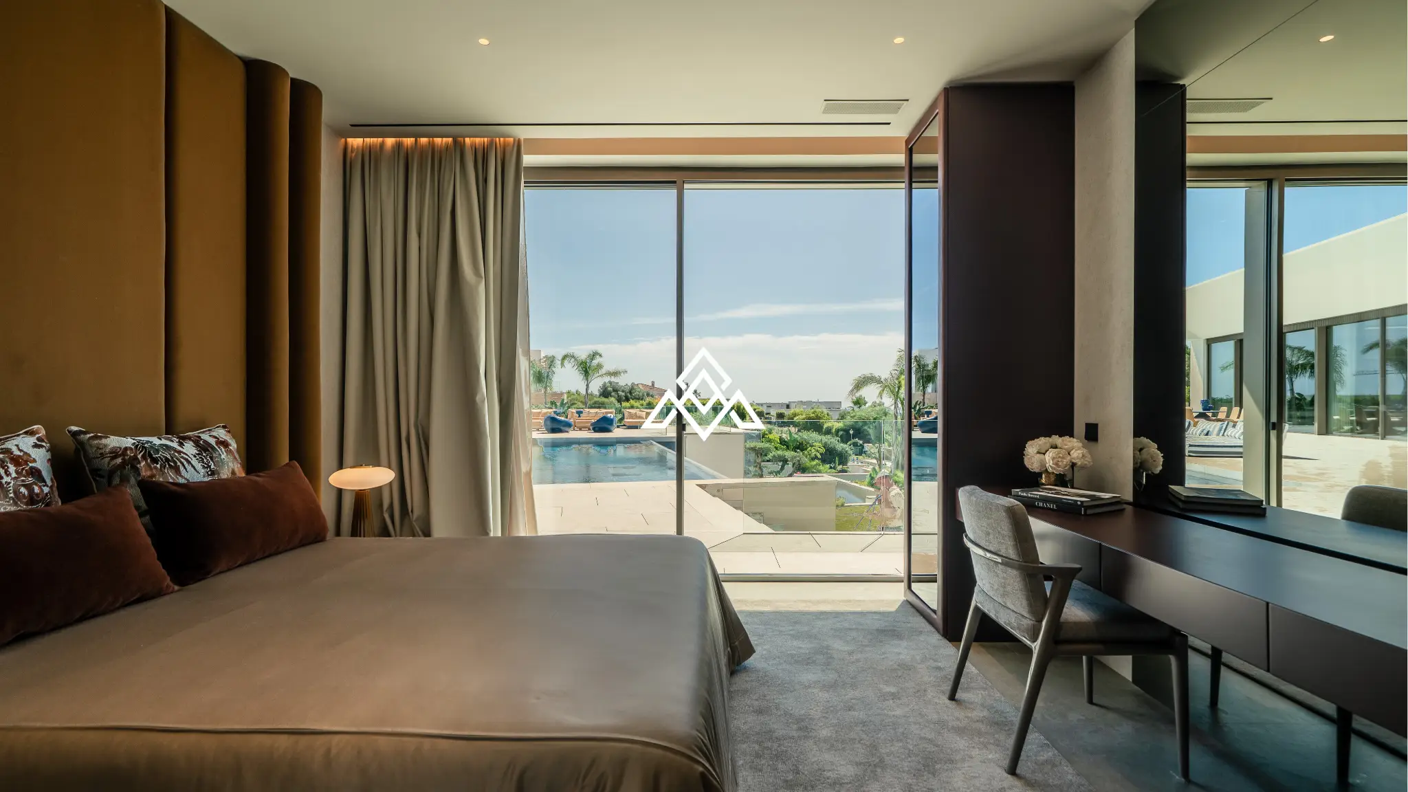 Luxury La Reserva villa for sale in Sotogrande with panoramic sea views and indoor swimming pool.