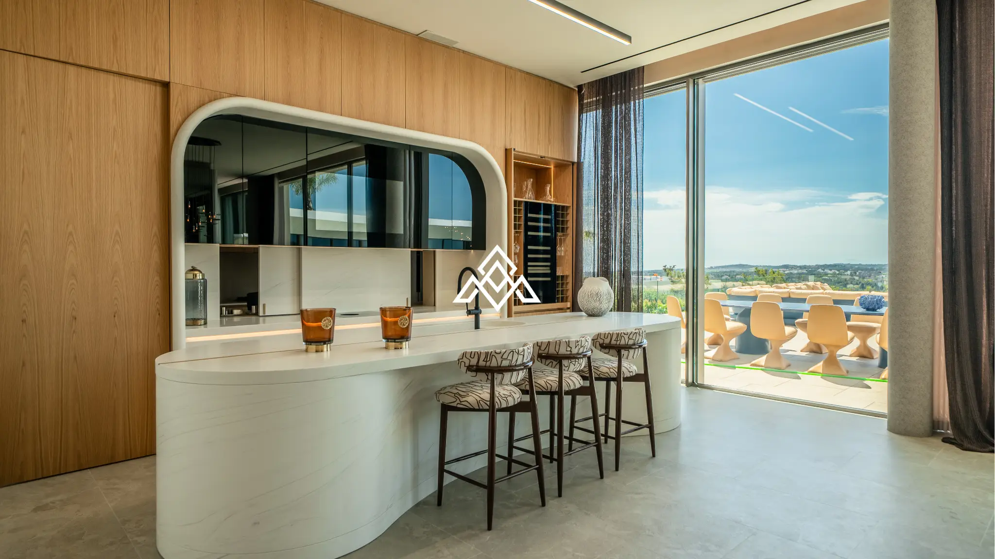 Luxury La Reserva villa for sale in Sotogrande with panoramic sea views and indoor swimming pool.