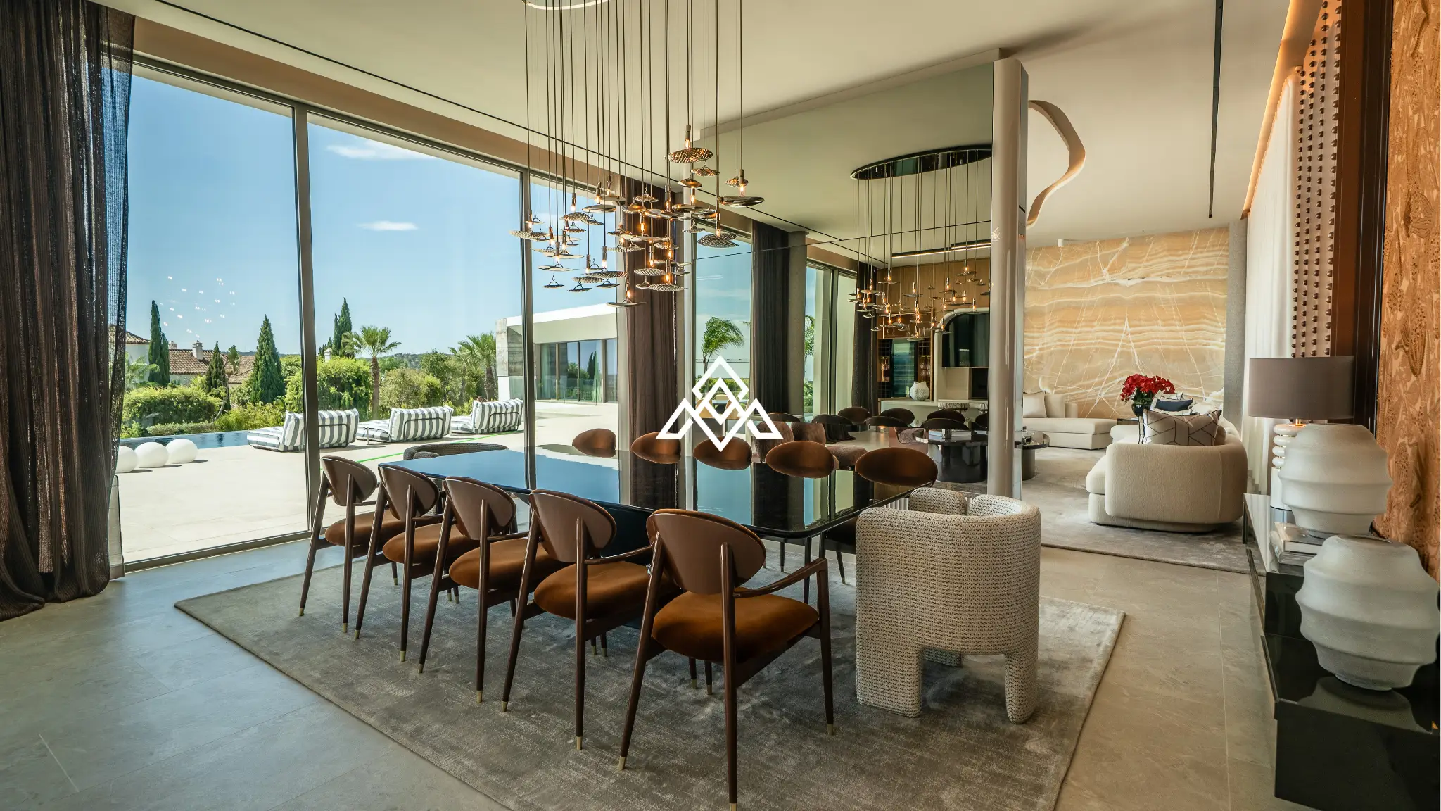 Luxury La Reserva villa for sale in Sotogrande with panoramic sea views and indoor swimming pool.