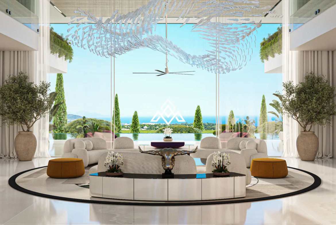 Hacienda de Las Chapas plot for sale in Marbella with panoramic sea views, 4,000 m² of land and a villa project awaiting a building licence.