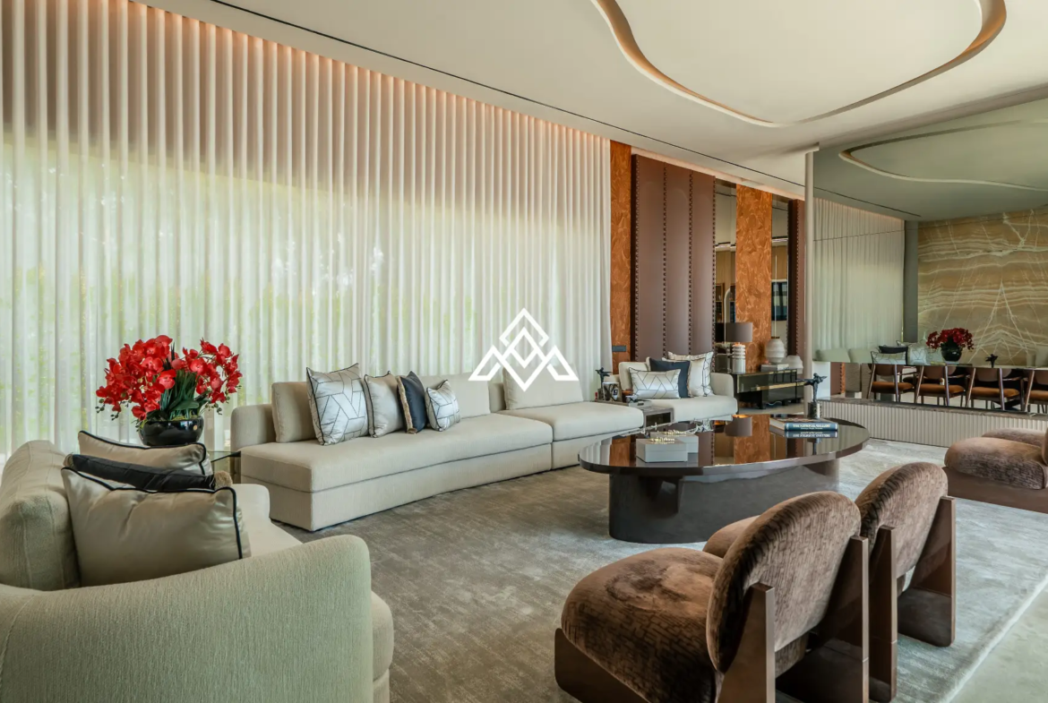 Luxury La Reserva villa for sale in Sotogrande with panoramic sea views and indoor swimming pool.