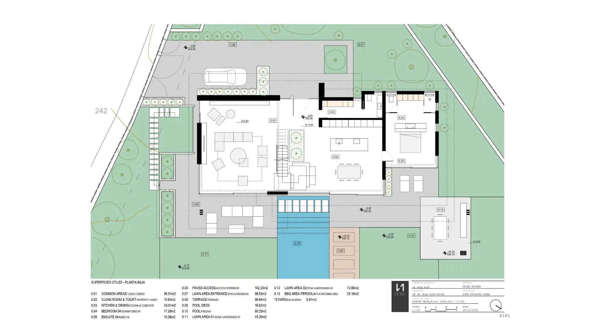 MPA-0125 La Cala Golf plot for sale in Mijas Costa, featuring 1,733 m² of land, panoramic sea and golf views, and a unique architectural project.