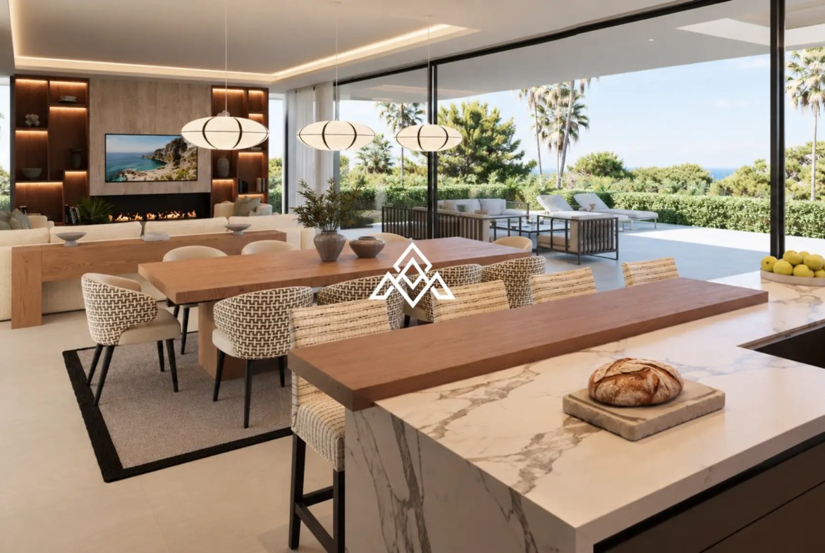 Luxury Los Monteros villa for sale with panoramic sea views, infinity pool and rooftop jacuzzi in Marbella.