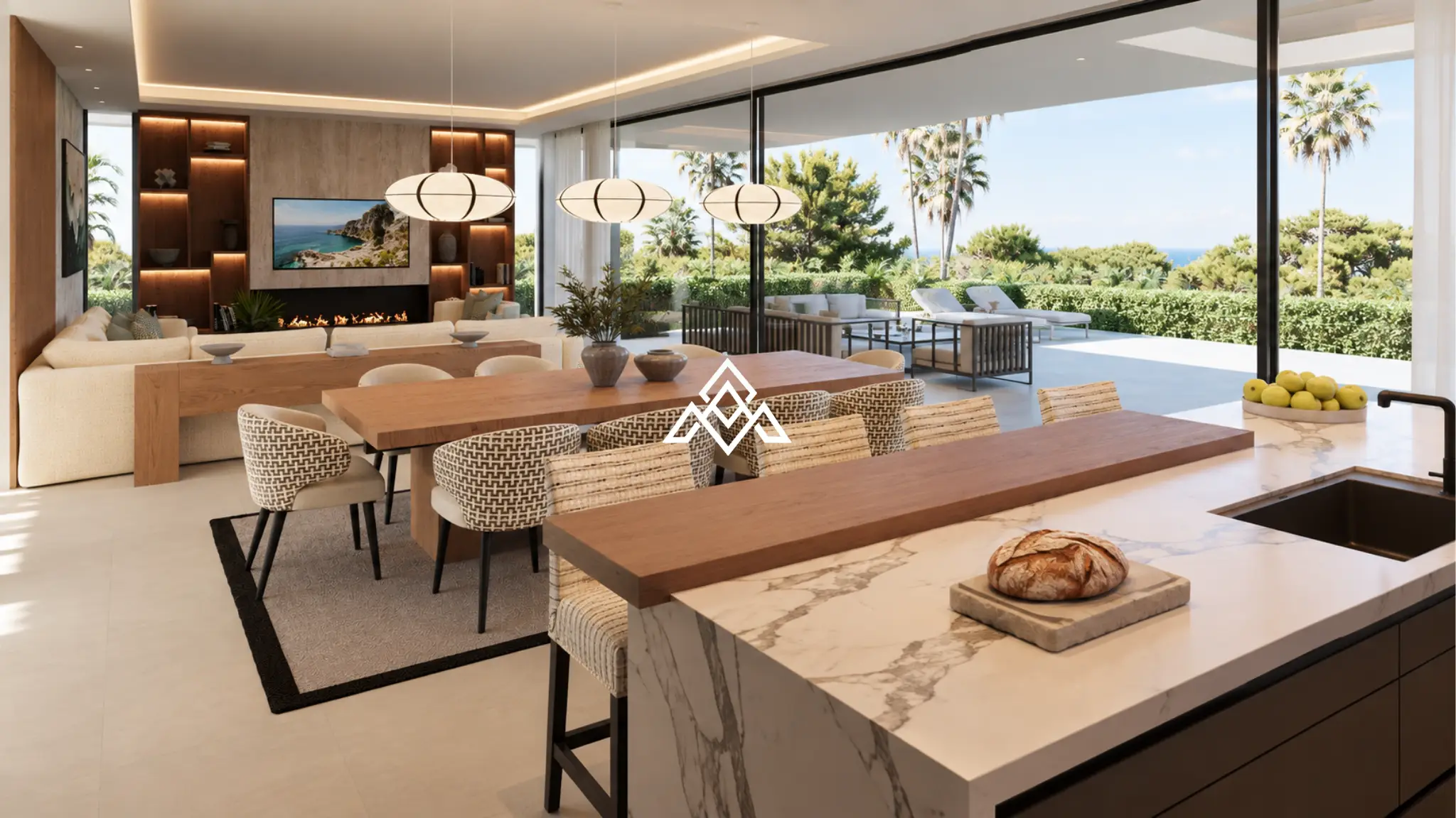 Luxury Los Monteros villa for sale with panoramic sea views, infinity pool and rooftop jacuzzi in Marbella.